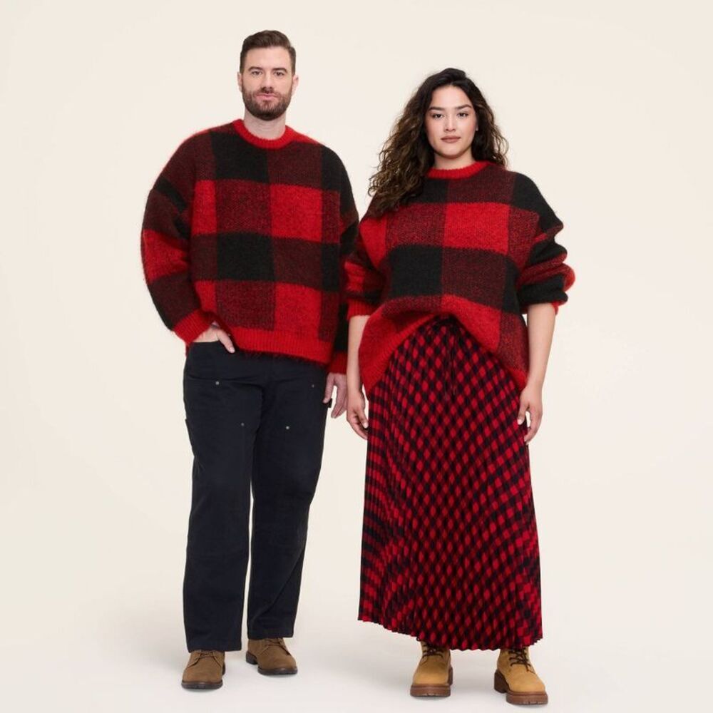 Adult Tall Buffalo Check Pullover Sweater - Woolrich Red/Black XLT